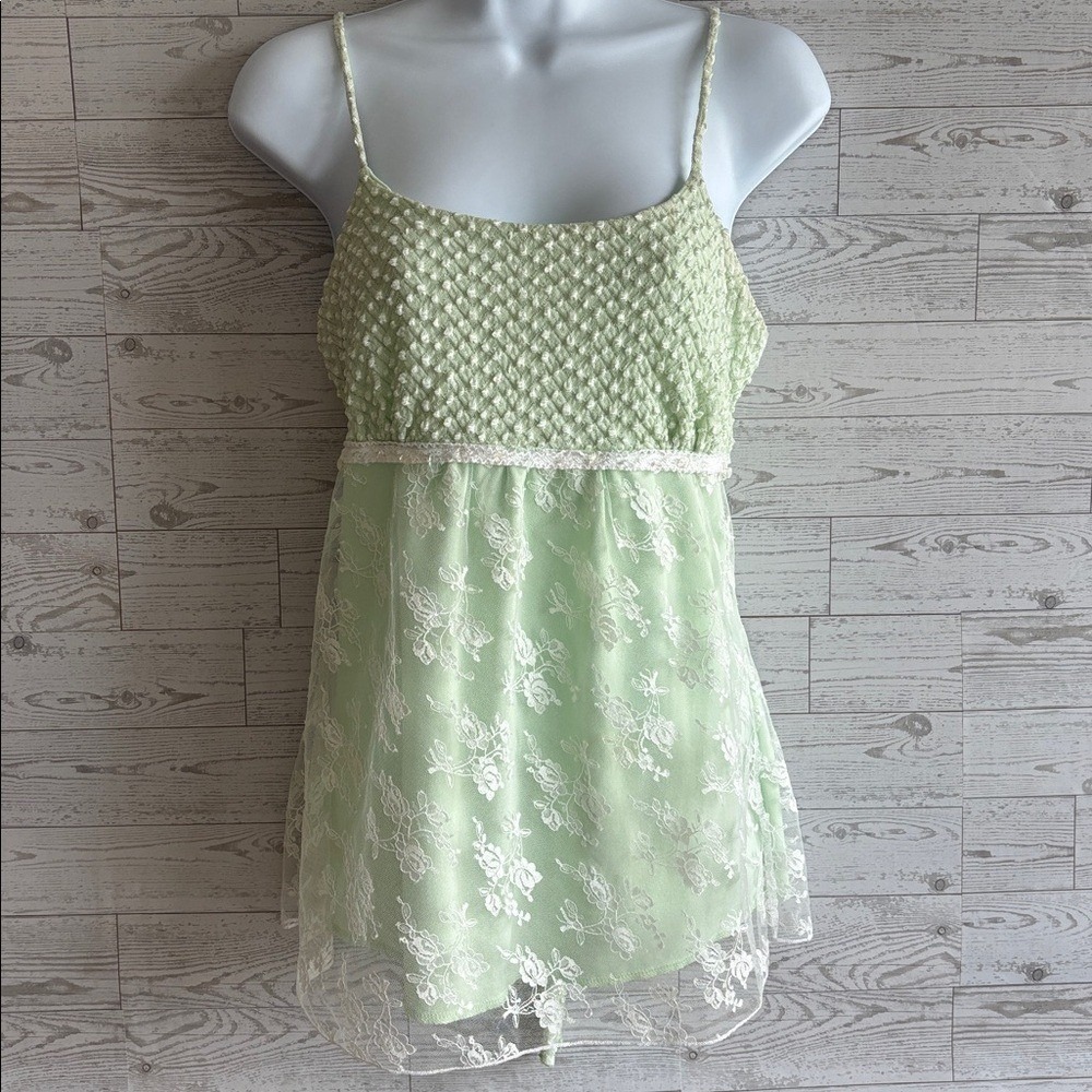 Y2k‎ Vintage Babydoll Fairy Coquette Lace Top Medium Sheer fairy cottagecore